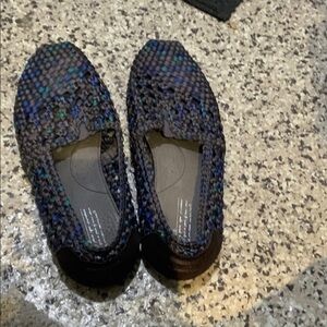 Toms Black and Blue Woven Shoes